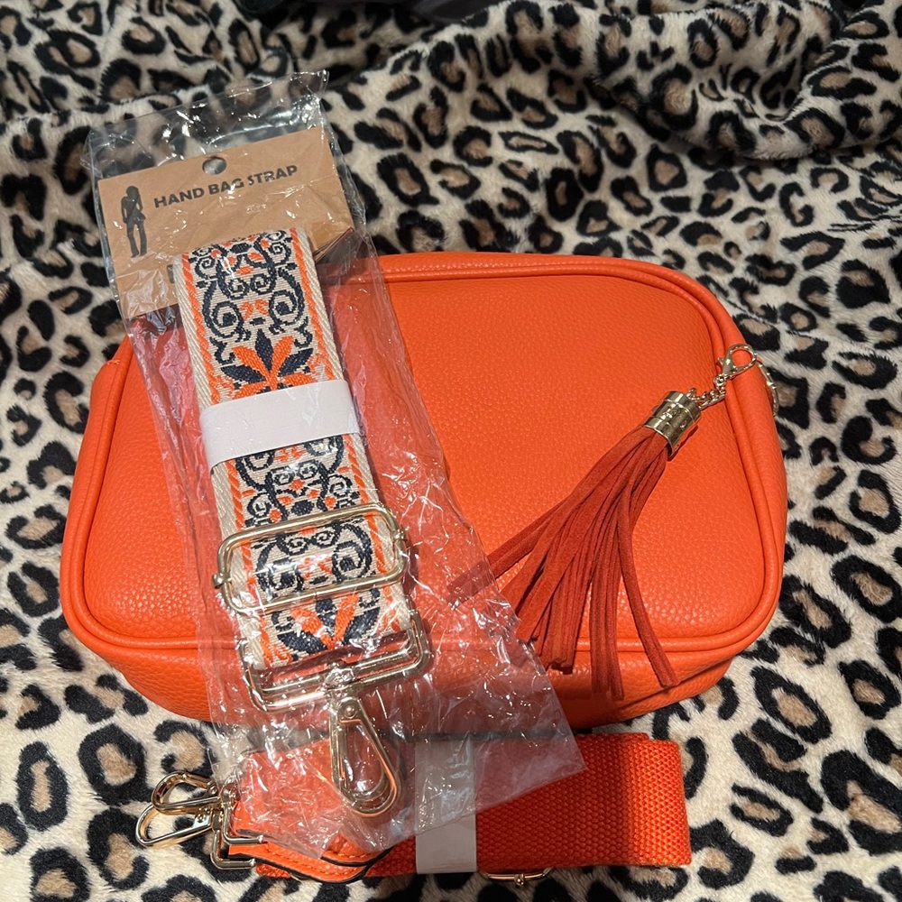 Orange crossbody camera bag